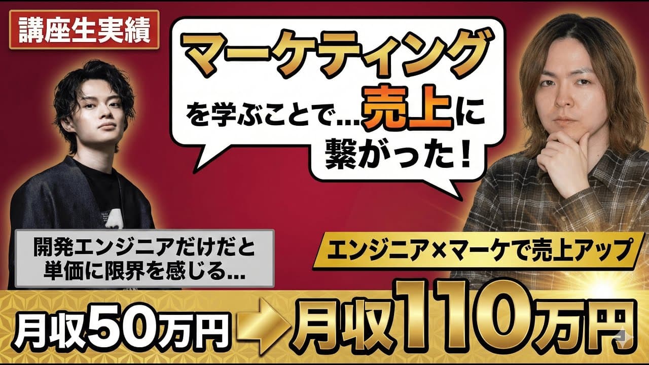 マーケティングを学ぶことで売上に繋がった、月収50万円→110万円